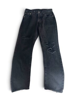 Levi's 501 Cropped Distressed Black Jeans